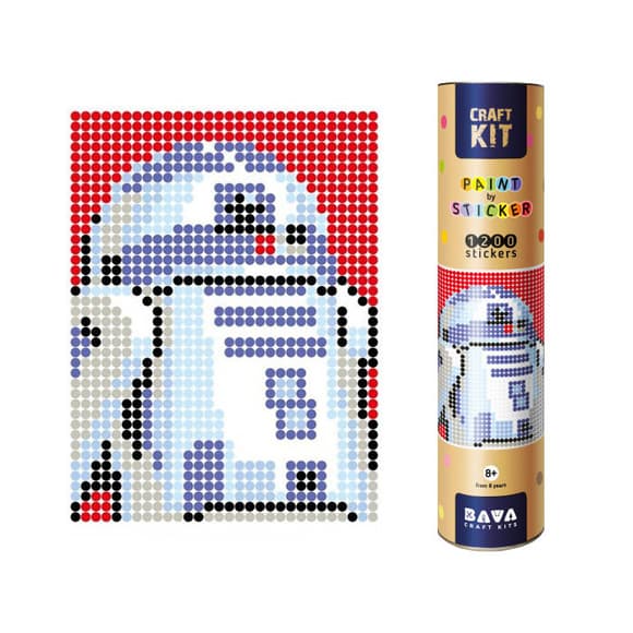 Картина по номерам стикерами в тубусе "Робот синий" (R2D2) , 1200 стикеров 1876, 33х48 см