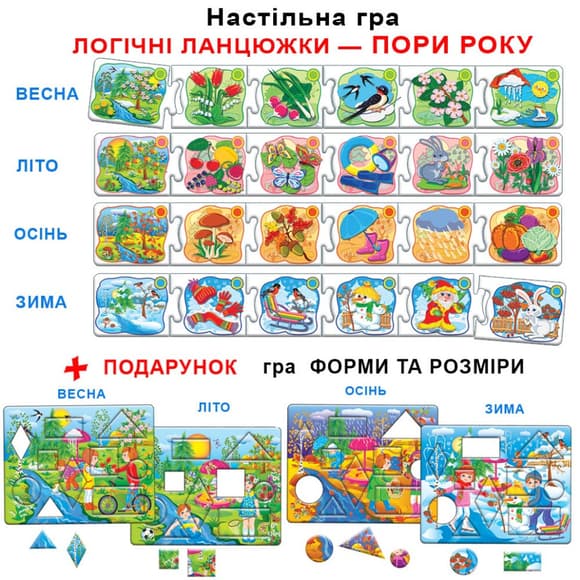 Детская развивающая игра "Логические цепочки. Времена года" 86065 на укр. языке 