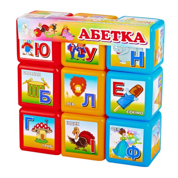 Розвиваючі кубики "Абетка" 06041, 9 шт. в наборі