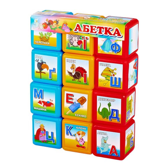 Дитячі розвиваючі кубики "Абетка" 06042, 12 шт. в наборі