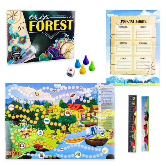 Настільна Гра-бродилка Trip Forest 30553 ігрове поле, 4 фішки, кубик