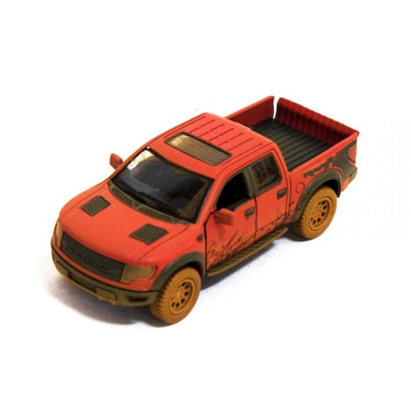 Детская модель машинки пикап Ford F-150 SVT Raptor-Supercrew Muddy Kinsmart KT5365WY инерционная, 1:46