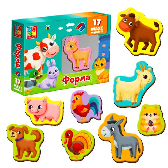 Набор магнитов MAXI "Ферма" Vladi Toys VT3106-24, 17 шт