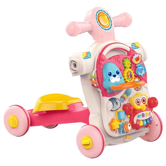 Детские ходунки-каталка "Первые шаги 4 в 1" HUANGER HE0827(Pink) музыкальные