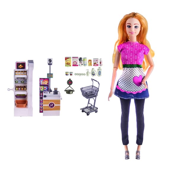 Кукла типа Барби Bambi KQ113A с тележкой и продуктами