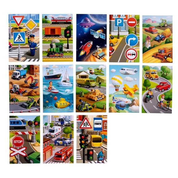 Настольная развивающая игра "Лото: транспорт" Ubumblebees (ПСФ082) PSF082, 52 фигурные фишки