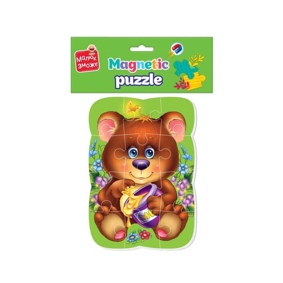 Магнитные пазлы Малыш сможет "Медвежонок" Vladi toys VT3301-04 А5, Укр