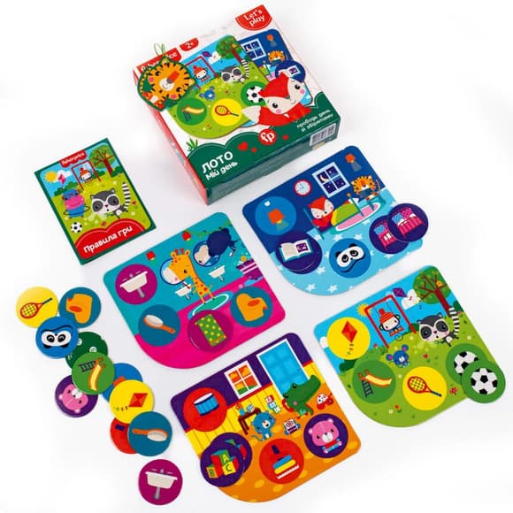 Гра настільна "Fisher Price. Лото. Мій день" VT2910-02, 4 гральні поля