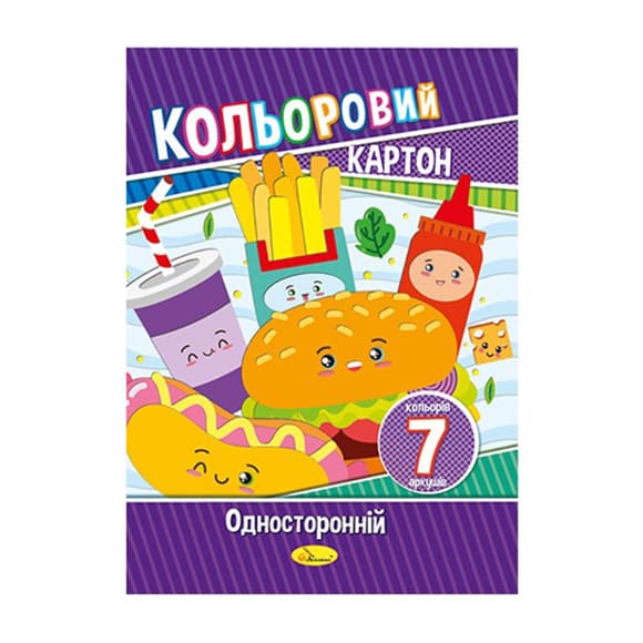 Набір кольорового картону А4 АП-1101, 7 аркушів 230 г/м2