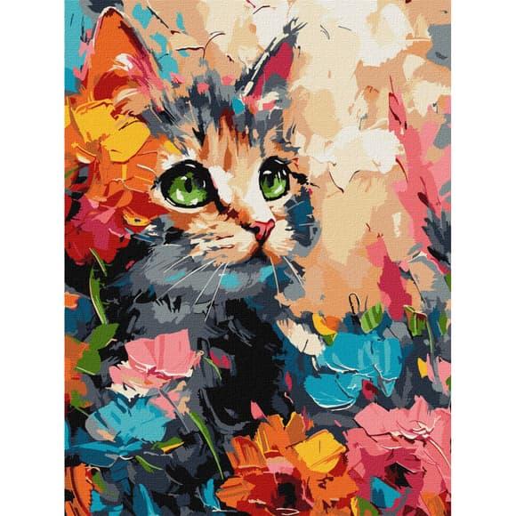 Картина по номерам "Пушистый котик" KHO6598 30х40см