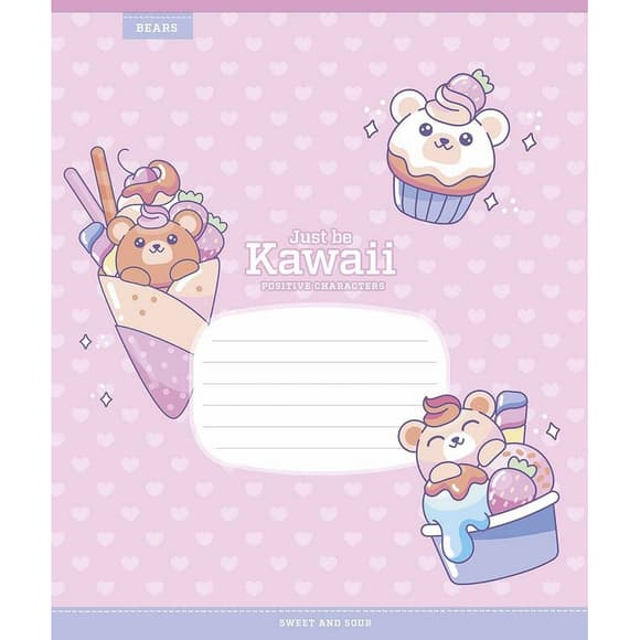 Тетрадь ученическая "Just be Kawaii" 012-3408K-2 в клетку, 12 листов