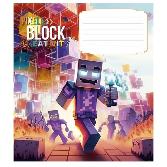 Зошит учнівський "Pixel Block" 012-3407L-5 в лінію, 12 аркушів 