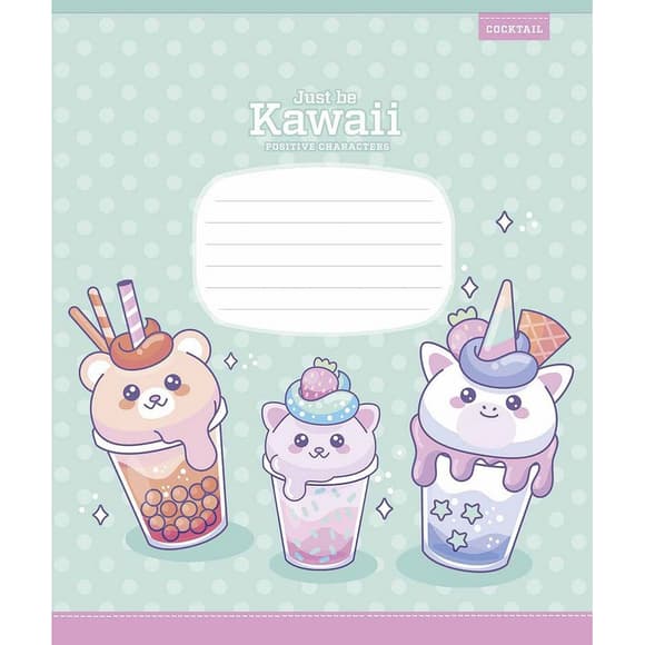 Тетрадь ученическая «Just be Kawaii» 012-3408C-1 в косую линию, 12 листов