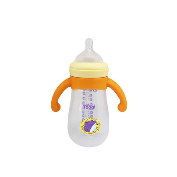Бутылочка пластиковая с силиконовыми ручками MGZ-0200(Yellow) 260 мл