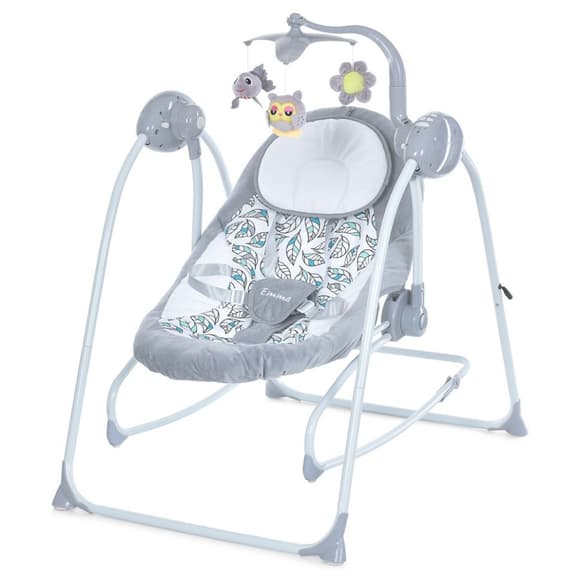 Качели детские ME 1076 Gray Mint Feathes 5-ти точечные ремни безопасности
