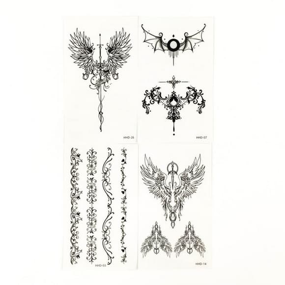 Набор временных тату «Готика» black-tattoo-mini-set-gotic из 4 черных по 9,5 х 5,5 см             