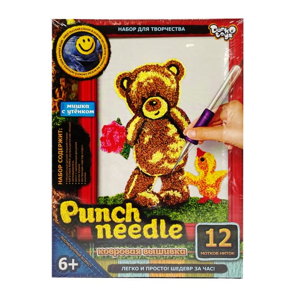 Набор для творчества Мишка с утенком "Punch Needle" PN-01-01 ковровая вышивка