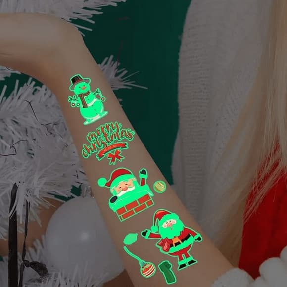 Набор временных тату "Рождество №2" kids-tatto-set10-2-christmass, светящиеся 12 х 7 см  