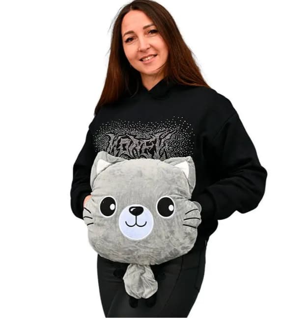 Детская мягкая игрушка "Кошечка" L1128(Grey) игрушка с пледом, размер 40 см
