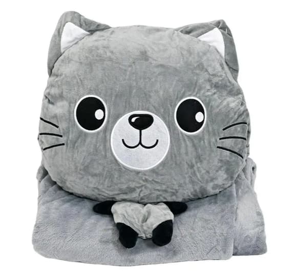 Детская мягкая игрушка "Кошечка" L1128(Grey) игрушка с пледом, размер 40 см