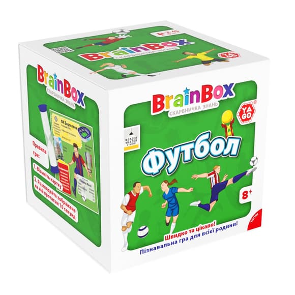 Карточная игра Brainbox "Футбол" Yago BZZBRFB02UA 55 карточек 1 игральный кубик