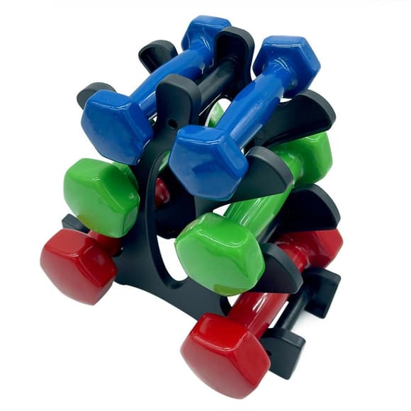 Набор виниловых гантелей на подставке Vinyl Dumbbell Set NE-VIN-12, 2 шт по 0,5 кг, 1 кг, 1,5 к