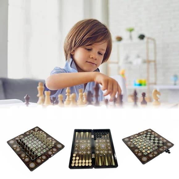 Набор настольных игр "Шахматы 3 в 1" Set3 NE-SP-SET-14 нарды, шашки, 40х40 см