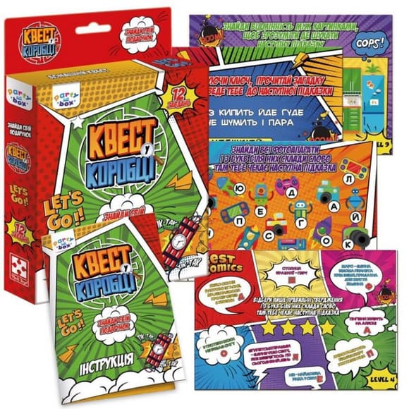Настольная игра "Квест в коробке Комикс" VT5902-04 инструкция 12 карточек с заданиями