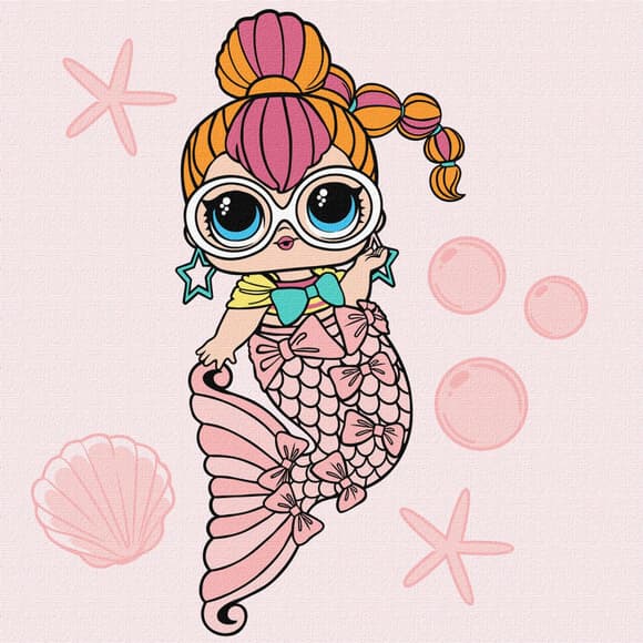 Картина по номерам "L.O.L. Surprise! Mermaids Neon QT" KHO6264, 40х40 см