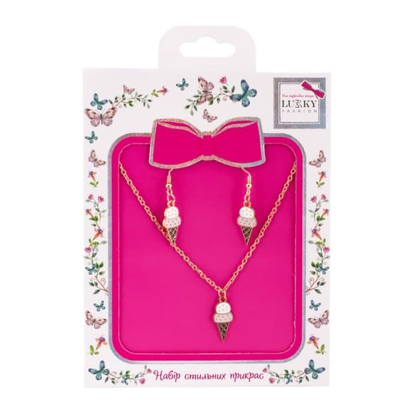 Бижутерия детская 2 в 1 Ice-Cream Fashion T24607 серьги + подвеска