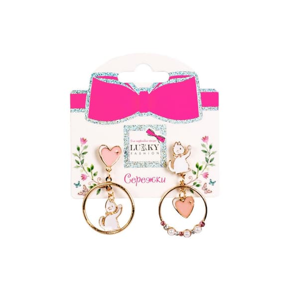 Детские серьги "Fashion Котики" T24633 розовые