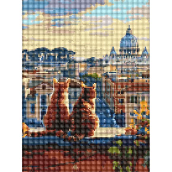 Алмазная мозаика "Котики в Риме" AMO8146, 30х40 см