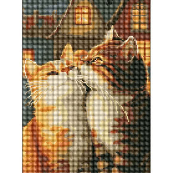 Алмазная мозаика "Влюбленные котики" AMO8173, 30x40 см