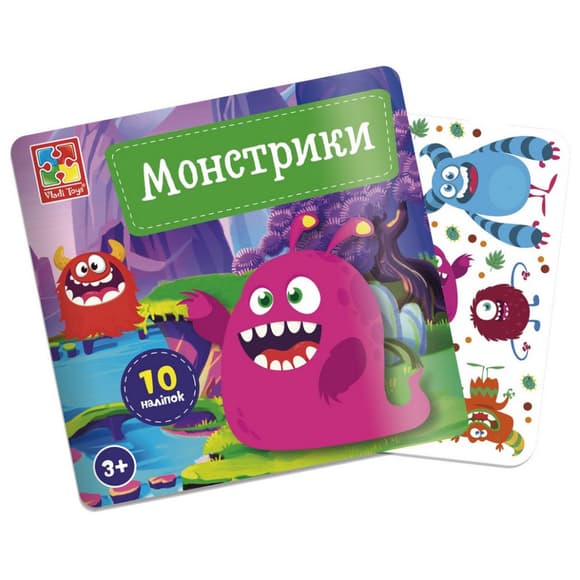 Набор для творчества "Монстрики" VT4206-52, 10 наклеек на планшетке