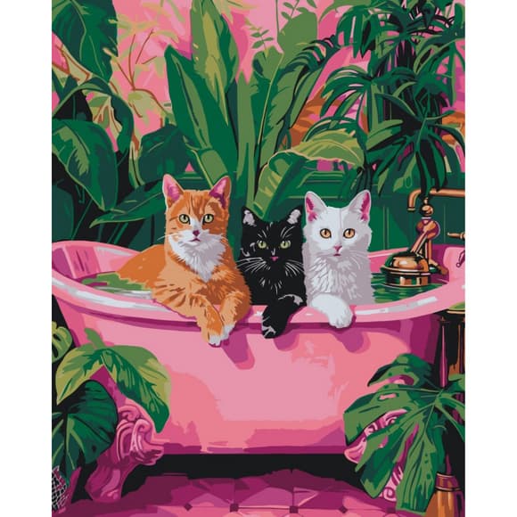 Картина по номерам "Коты в ванной" 11692-AC 40x50 см