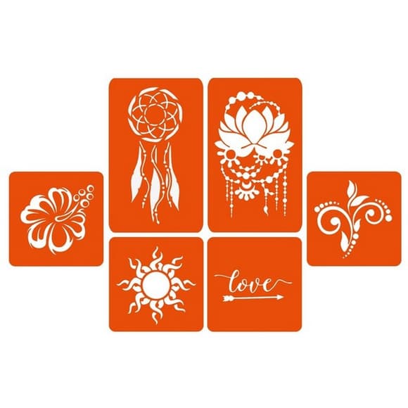 Набор цветной хны с трафар етами для био-тату №1 color-henna-set-01