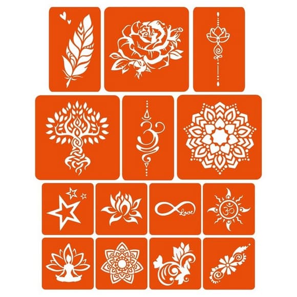 Набор цветной хны с трафар етами для био-тату №4 color-henna-set-04