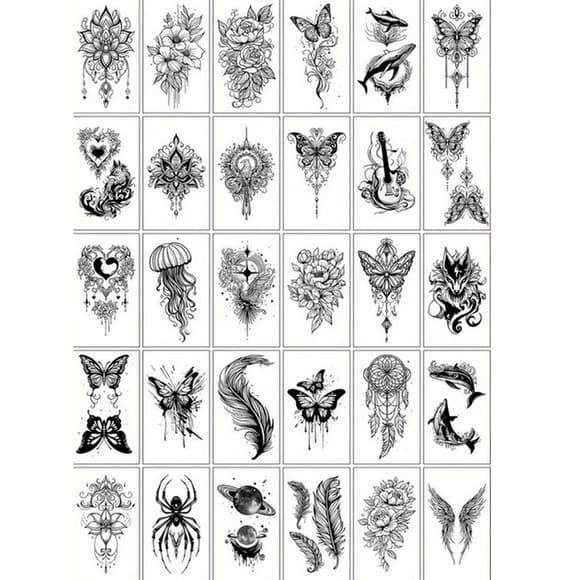 Набор детских временных тату "Черные мини №4" black-tattoo-mini-set-4-H