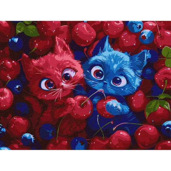 Картина по номерам "Ягодные пушистики" ©art_selena_ua KHO5143, 30х40 см 