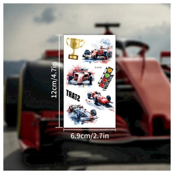 Набор временных татуировок "Гоночные автомобили" racing-cars-10-01 размер 12х7 см