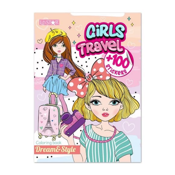 Детская раскраска "Girls Travel" РМ-88-01 серия "Dream & Style"