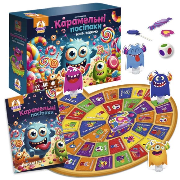 Настольная игра-бродилка "Карамельные миньоны" VT8055-45, 4 фигурки монстриков                                 