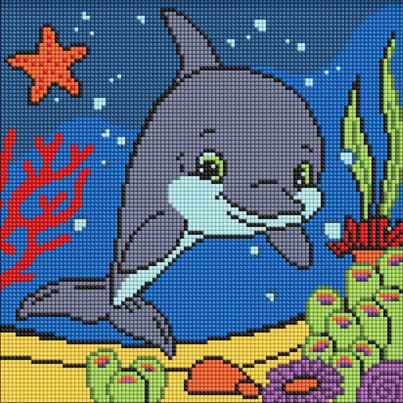 Алмазная мозаика для детей "Добрый дельфин" ©art_selena_ua AMO8111, 30х30 см