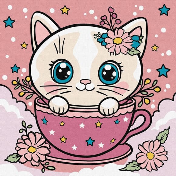 Картина по номерам "Цветочная чашка" ©art_selena_ua KHO6279, 25х25 см 