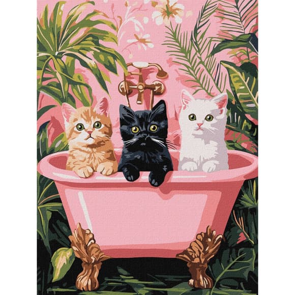 Картина по номерам "Кошки в ванной" ©art_selena_ua KHO6726, 30х40 см 