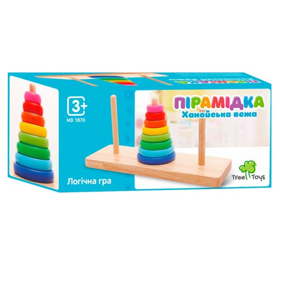 Деревянная игрушка Пирамидка MD 1870, 8 колец