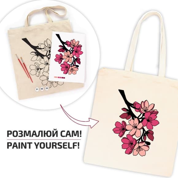 Набор для творчества экосумка-раскраска "Flowers" N0003653, 38х42 см