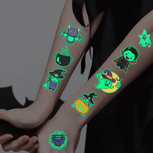 Набор детских временных татуировок "Halloween glow" kids-tatto-halloween-glow-set-1