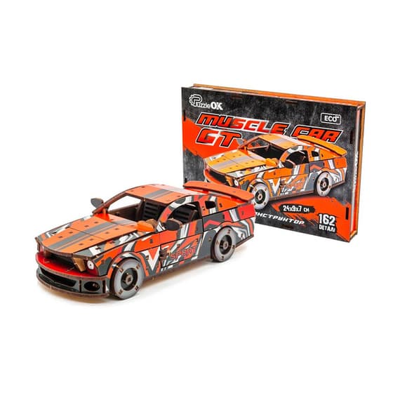 Дерев'яний 3D конструктор Mustang GT Puz-00641, 162 деталей