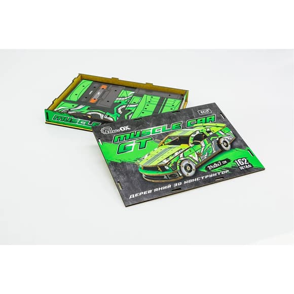 Деревянный 3D конструктор Mustang GT Puz-00640, 162 детали